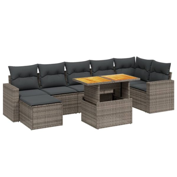 Set Divano Da Giardino 8 Pz Con Cuscini Grigio In Polyrattan - Image 2