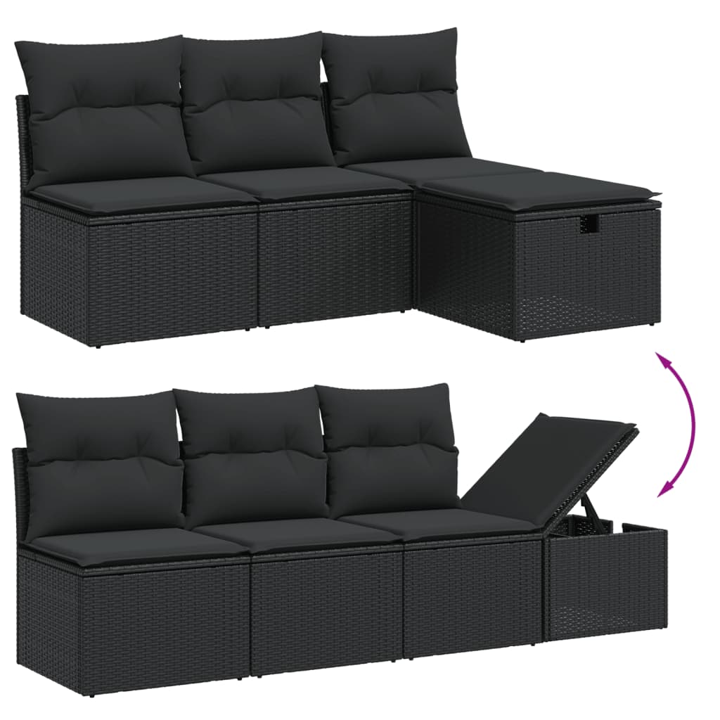 Set Divani Da Giardino 9 Pz Con Cuscini Nero In Polyrattan - Image 3