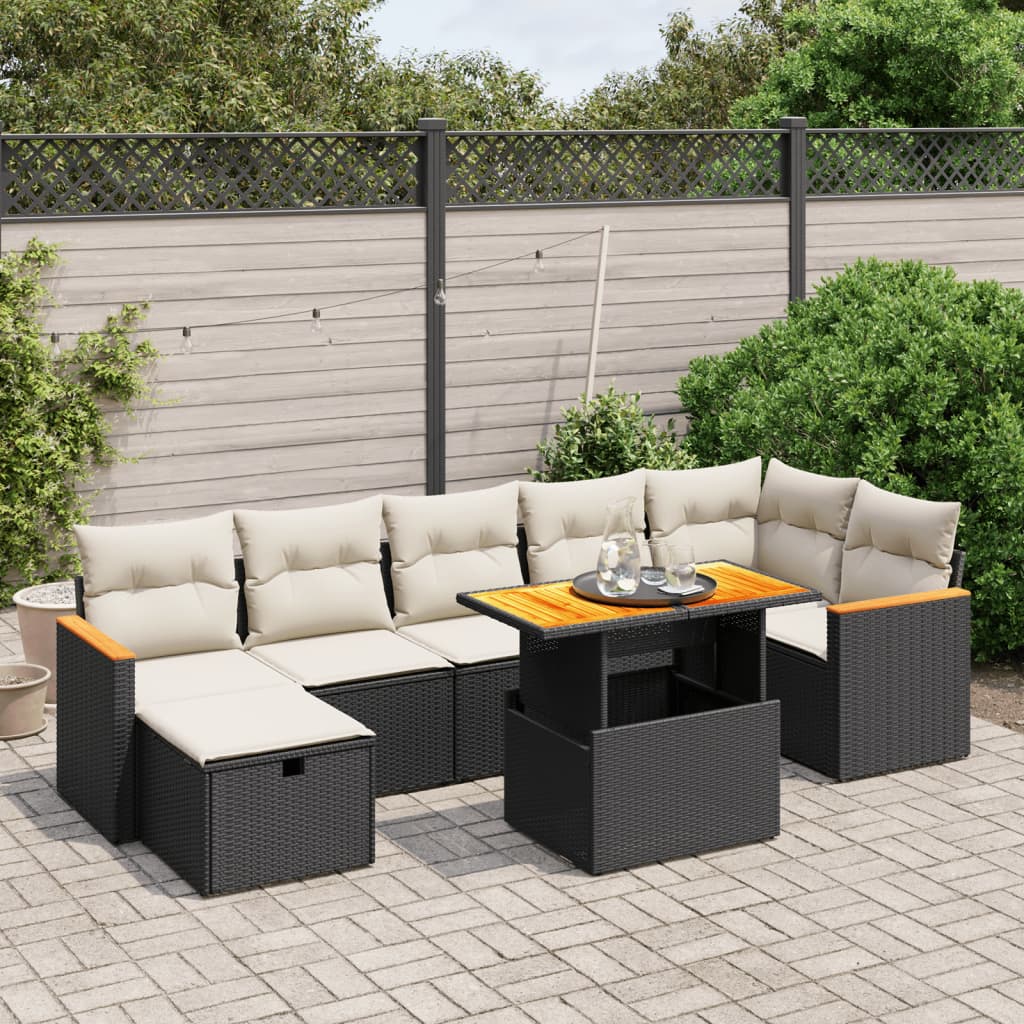 Set Divani Da Giardino Con Cuscini 8 Pz Nero In Polyrattan