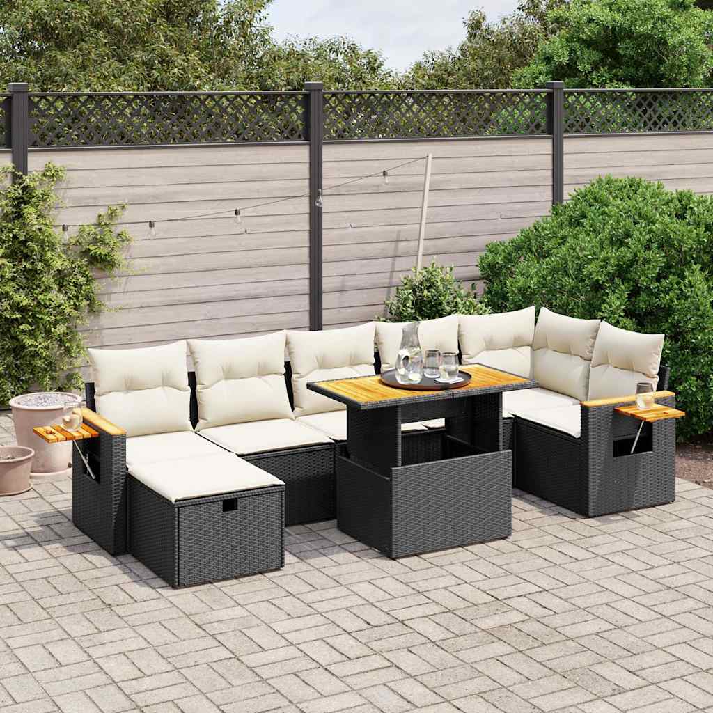 Set Divani Da Giardino Con Cuscini 8 Pz Nero In Polyrattan