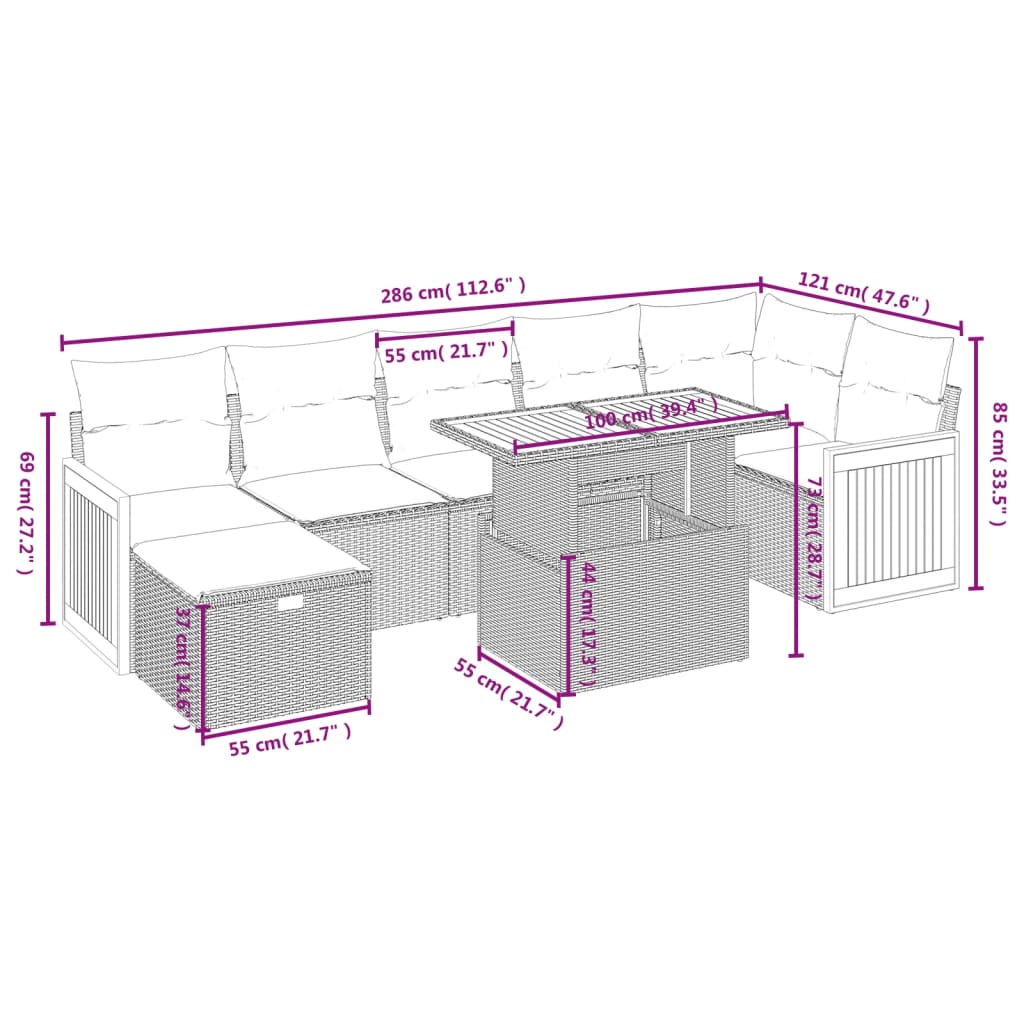 Set Divani Da Giardino Con Cuscini 8 Pz Nero In Polyrattan - Image 4