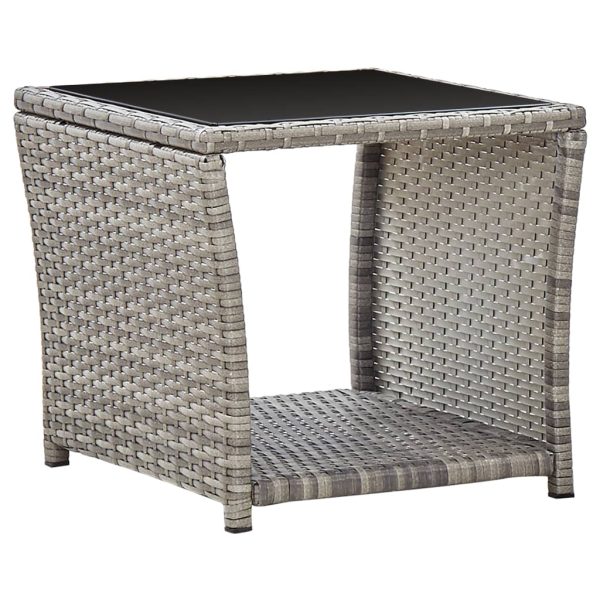 Set Da Pranzo Da Giardino 3 Pz Con Cuscini In Polyrattan Grigio - Image 3