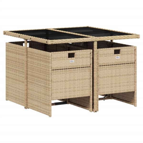 Set Pranzo Da Giardino 5 Pz Con Cuscini Beige Misto Polyrattan - Image 3
