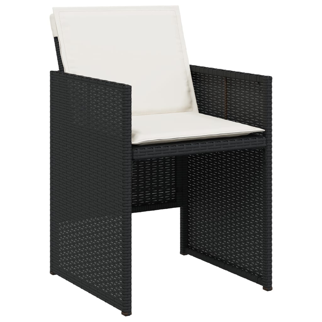 Set Da Pranzo Da Giardino 9 Pz Con Cuscini Nero In Polyrattan - Image 5