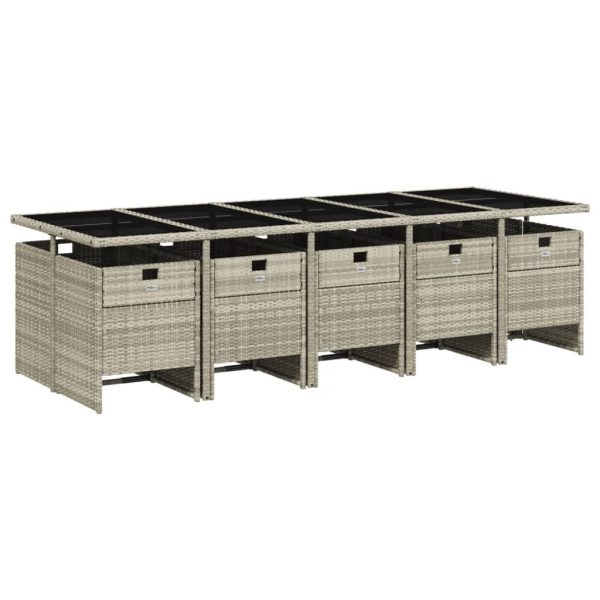 Set Pranzo Giardino 11pz Con Cuscini Grigio Chiaro Polyrattan - Image 3