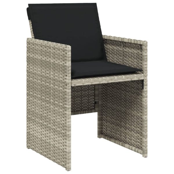 Set Pranzo Giardino 11pz Con Cuscini Grigio Chiaro Polyrattan - Image 5