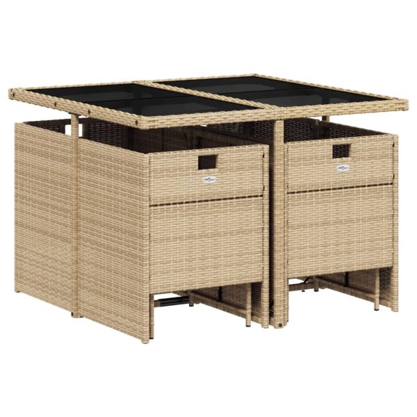 Set Pranzo Da Giardino 9 Pz Con Cuscini Beige Misto Polyrattan - Image 3