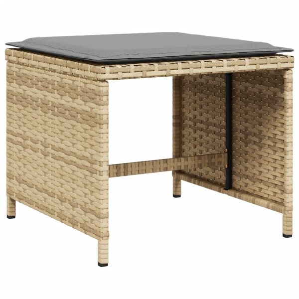 Set Pranzo Da Giardino 9 Pz Con Cuscini Beige Misto Polyrattan - Image 6