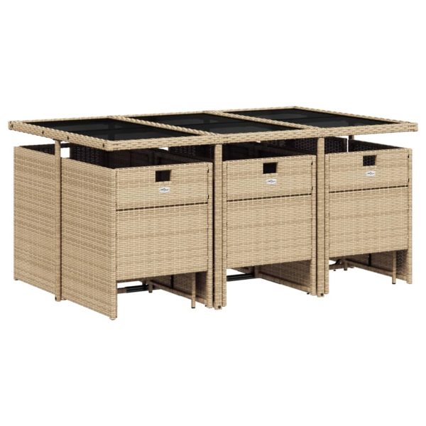 Set Pranzo Da Giardino 11 Pz Con Cuscini Beige Misto Polyrattan - Image 3