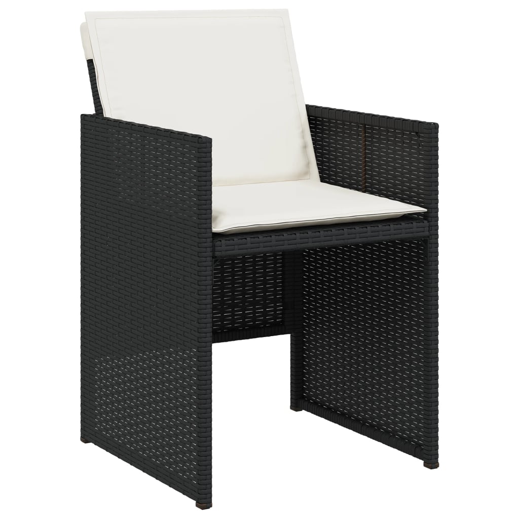 Set Da Pranzo Da Giardino 11 Pz Con Cuscini In Polyrattan Nero - Image 5