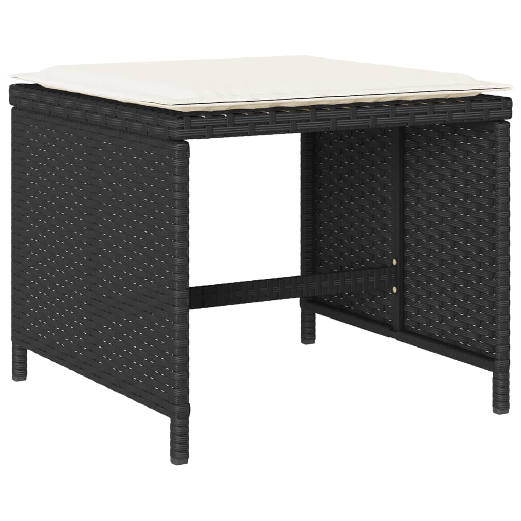 Set Da Pranzo Da Giardino 11 Pz Con Cuscini In Polyrattan Nero - Image 6