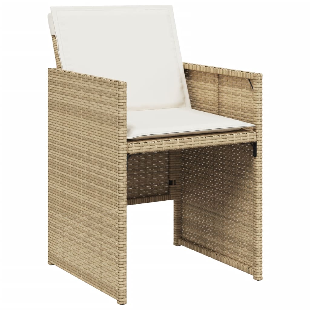 Set Da Pranzo Da Giardino 15 Pz Con Cuscini Beige In Polyrattan - Image 5