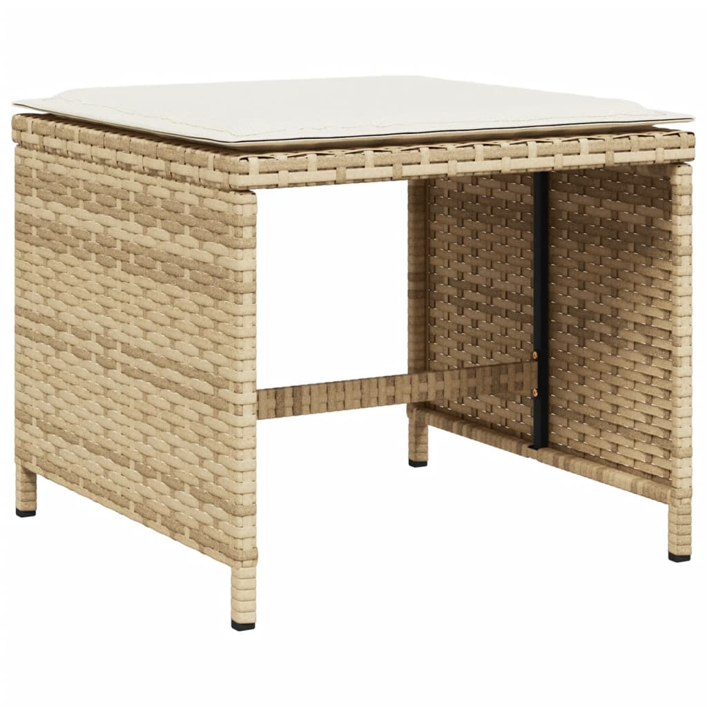 Set Da Pranzo Da Giardino 15 Pz Con Cuscini Beige In Polyrattan - Image 6