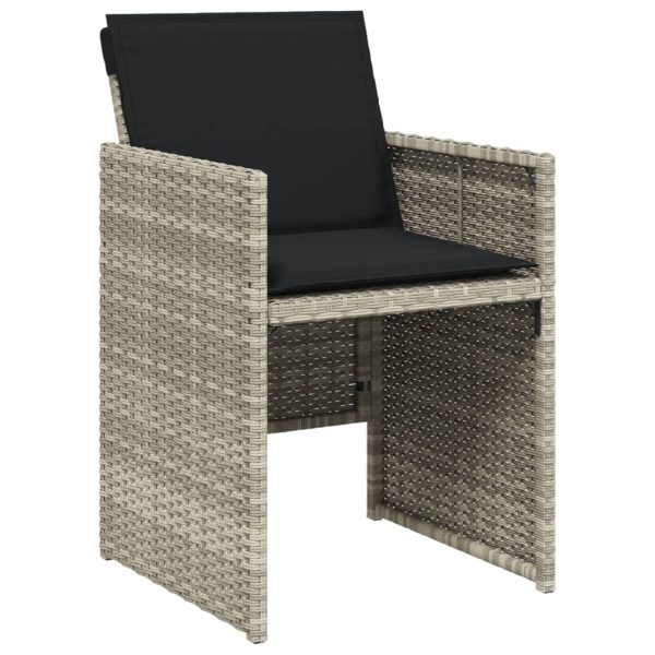 Set Pranzo Giardino 11pz Con Cuscini Grigio Chiaro Polyrattan - Image 4