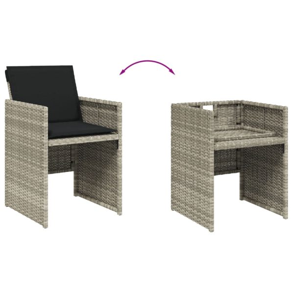 Set Pranzo Giardino 11pz Con Cuscini Grigio Chiaro Polyrattan - Image 5