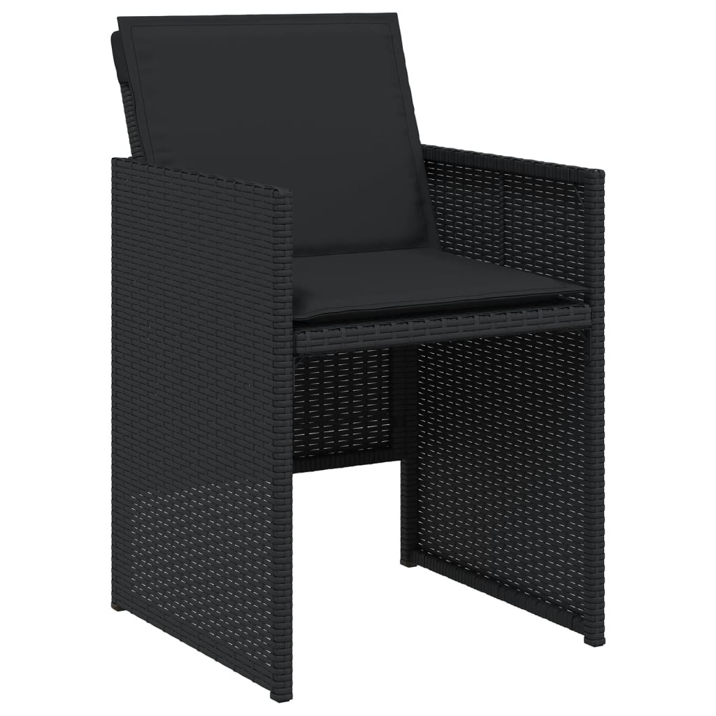 Set Da Pranzo Da Giardino 13pz Con Cuscini Nero In Polyrattan - Image 4