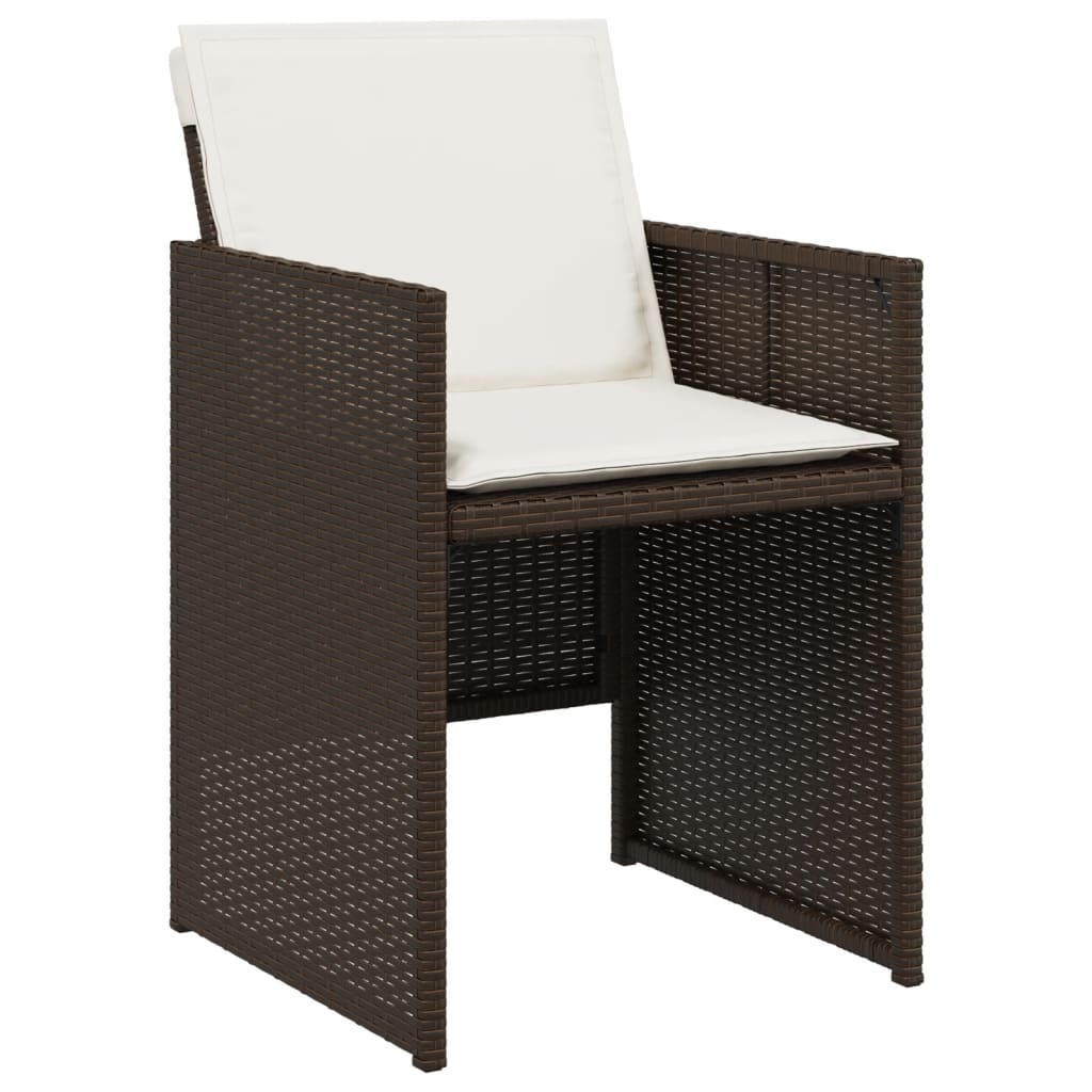 Set Da Pranzo Da Giardino 13pz Con Cuscini Marrone Polyrattan - Image 4