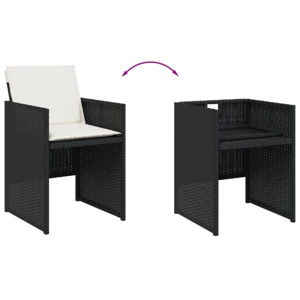 Set Da Pranzo Da Giardino 17 Pz Con Cuscini Nero In Polyrattan - Image 5