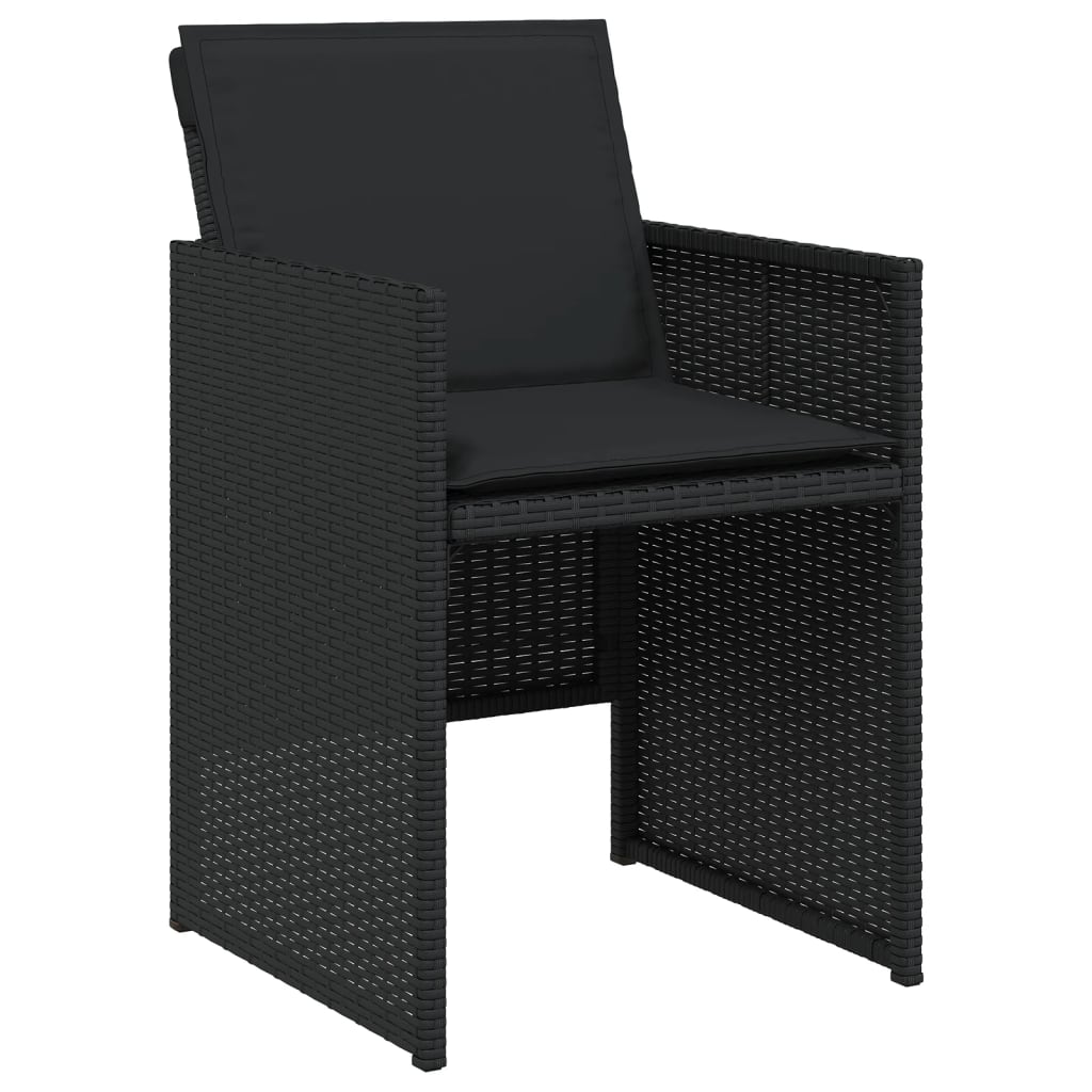 Set Da Pranzo Da Giardino 17 Pz Con Cuscini Nero In Polyrattan - Image 4