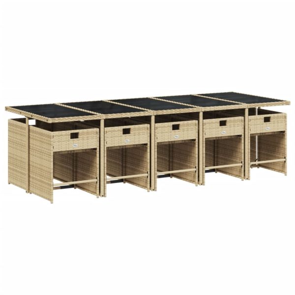 Set Pranzo Da Giardino 11 Pz Con Cuscini Beige Misto Polyrattan - Image 3