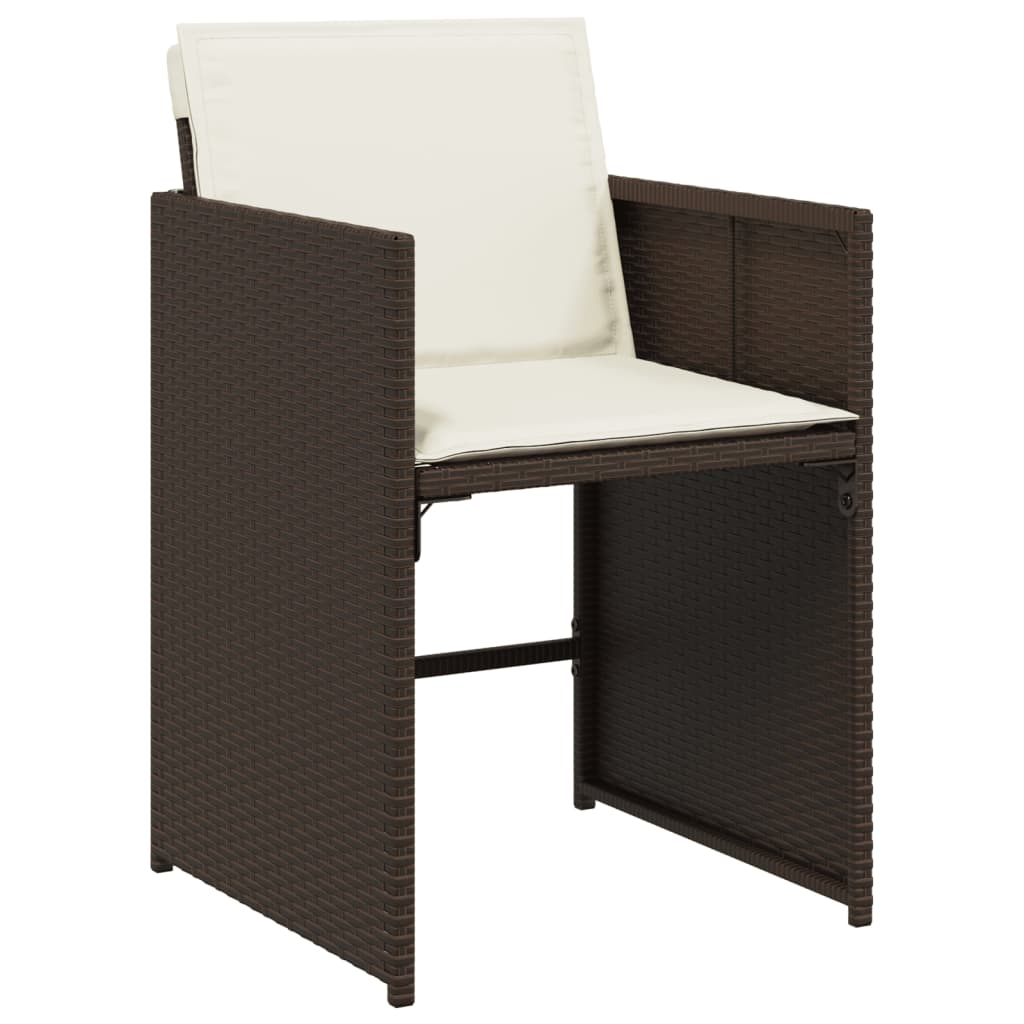 Set Da Pranzo Da Giardino 13pz Con Cuscini Marrone Polyrattan - Image 5