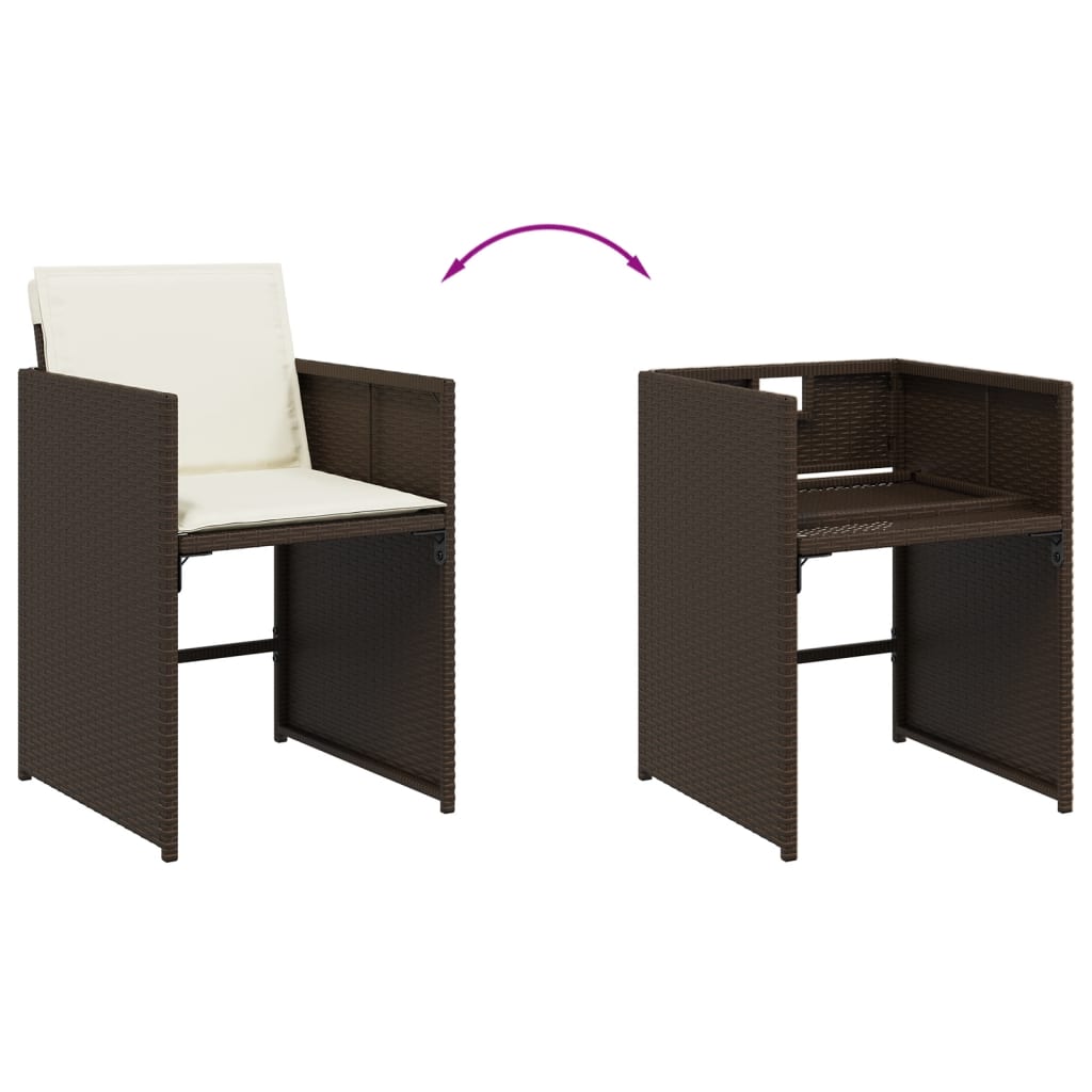 Set Da Pranzo Da Giardino 13pz Con Cuscini Marrone Polyrattan - Image 6