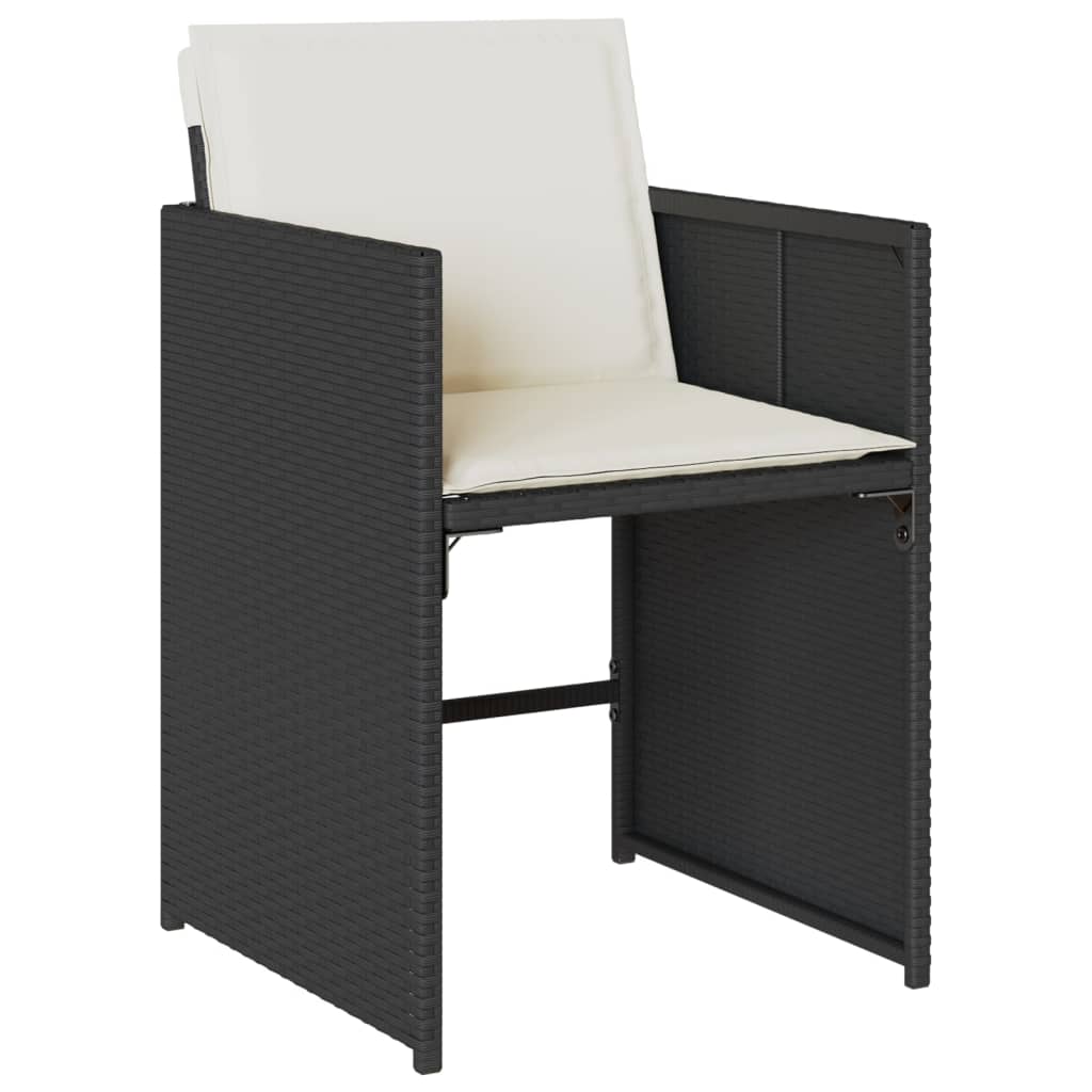 Set Da Pranzo Da Giardino 13pz Con Cuscini Nero In Polyrattan - Image 5
