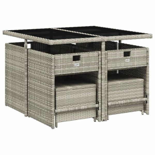 Set Pranzo Da Giardino 9pz Con Cuscini Grigio Chiaro Polyrattan - Image 3