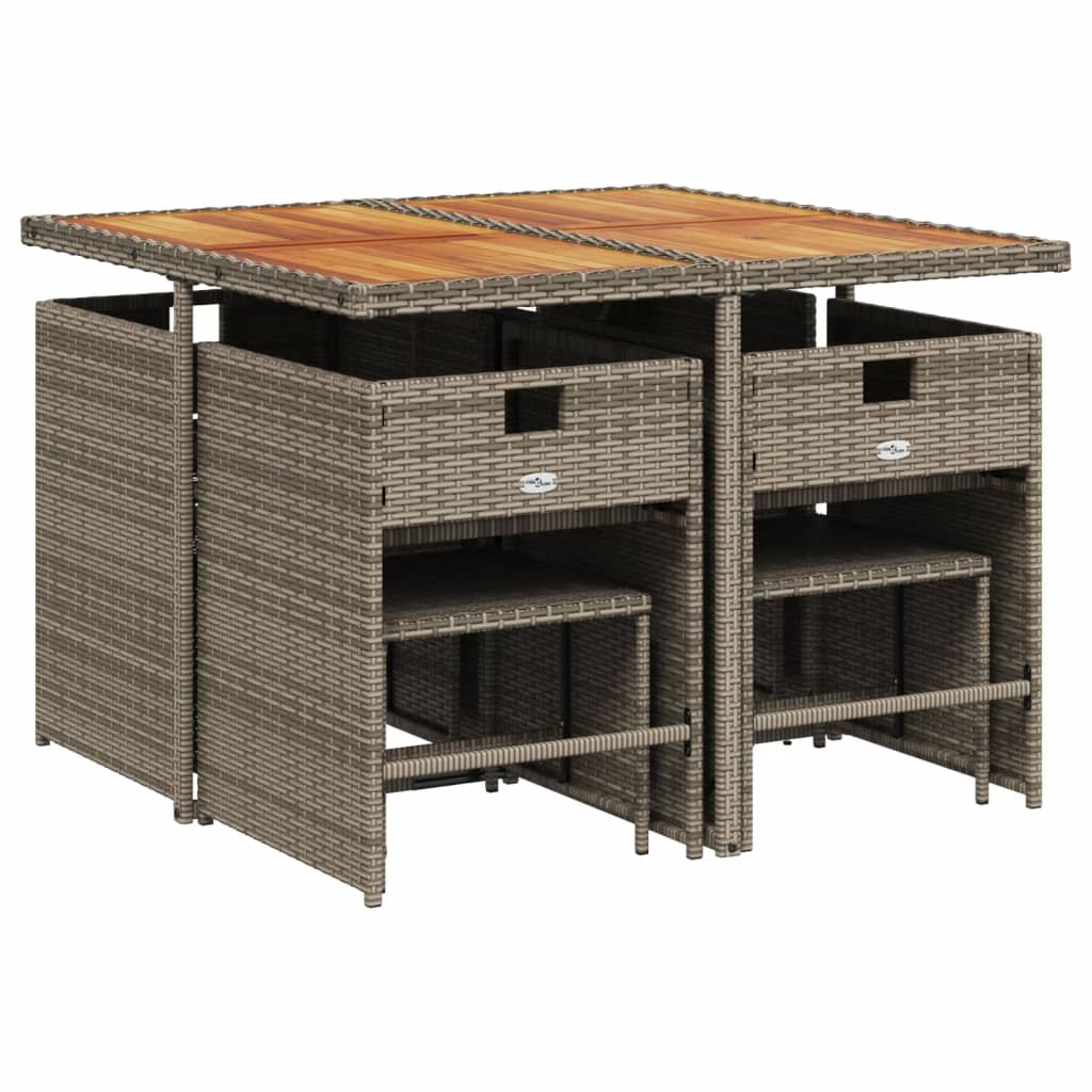Set Da Pranzo Da Giardino 9 Pz Con Cuscini In Polyrattan Grigio - Image 3
