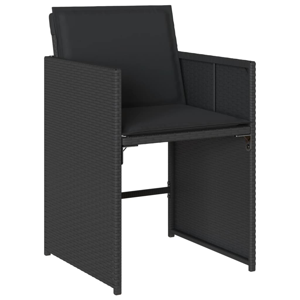 Set Da Pranzo Da Giardino 11 Pz Con Cuscini In Polyrattan Nero - Image 5