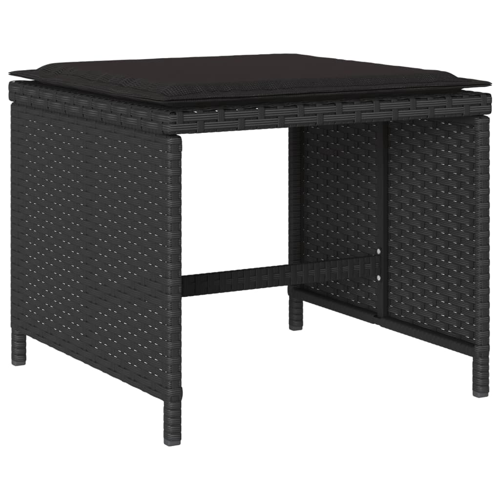 Set Da Pranzo Da Giardino 11 Pz Con Cuscini In Polyrattan Nero - Image 6