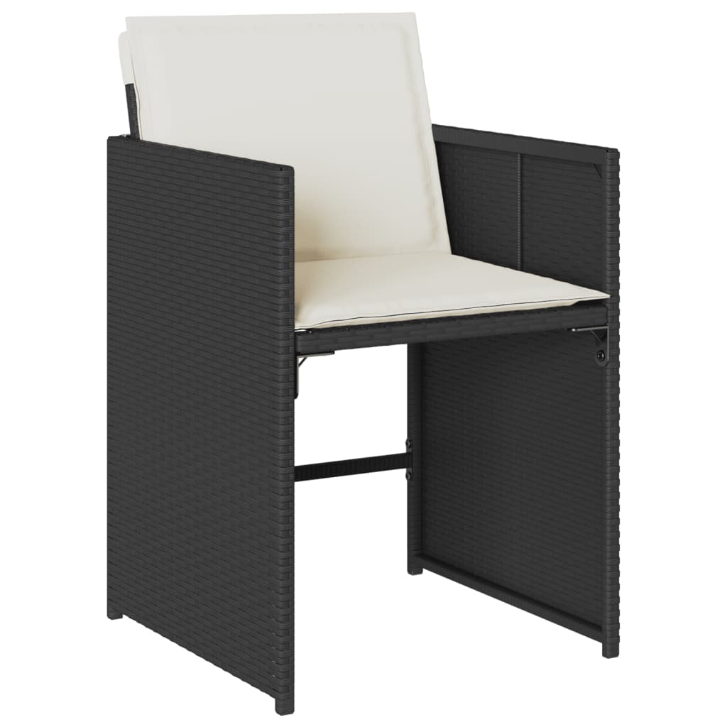 Set Da Pranzo Da Giardino 11 Pz Con Cuscini In Polyrattan Nero - Image 5