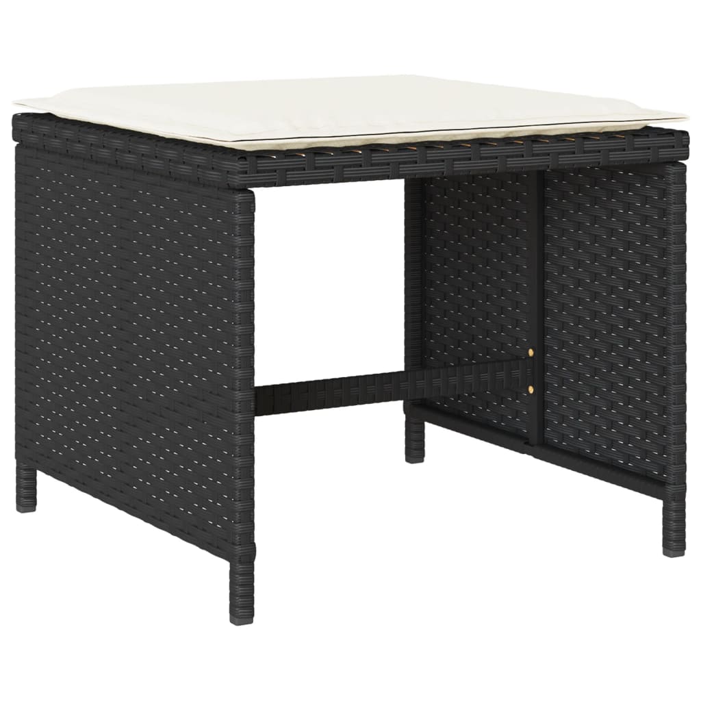 Set Da Pranzo Da Giardino 11 Pz Con Cuscini In Polyrattan Nero - Image 6