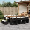 Set Da Pranzo Da Giardino 13pz Con Cuscini Nero In Polyrattan