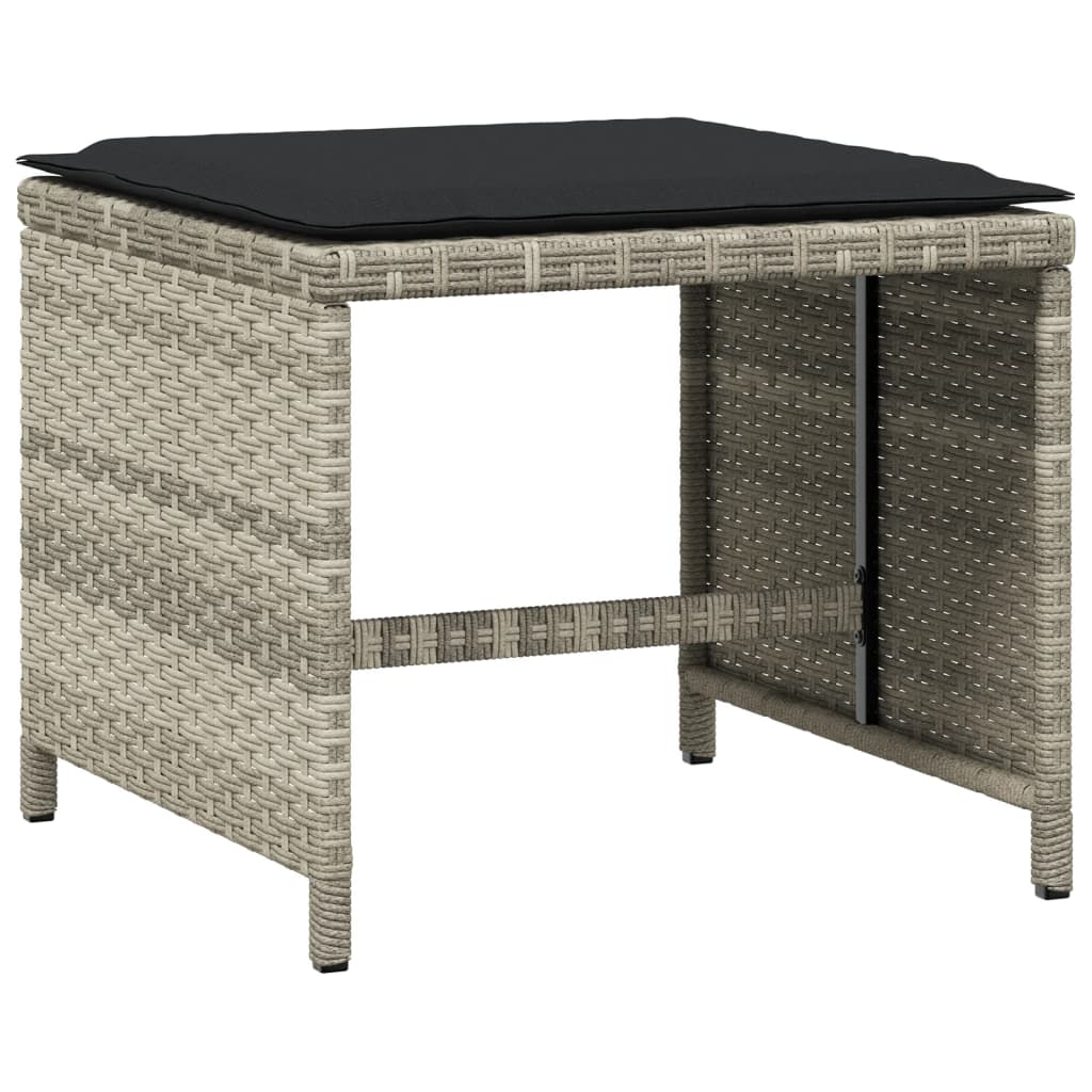 Set Da Pranzo Da Giardino 15 Pz Con Cuscini Grigio Polyrattan - Image 3