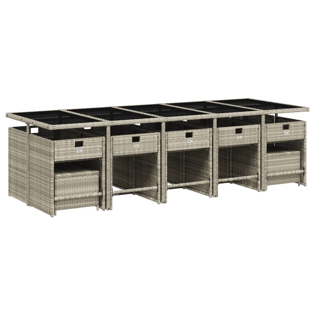 Set Da Pranzo Da Giardino 15 Pz Con Cuscini Grigio Polyrattan - Image 5