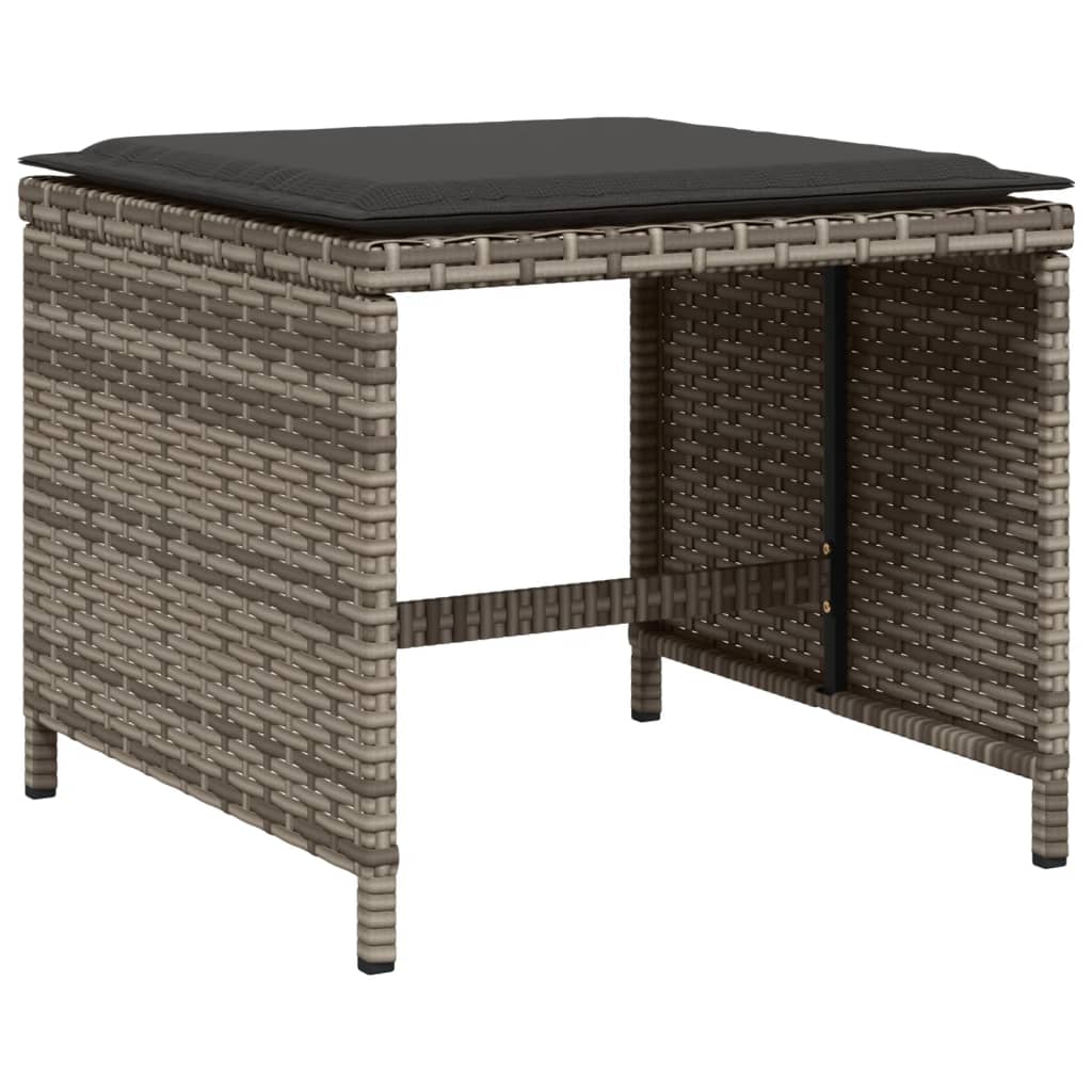 Set Da Pranzo Da Giardino 15 Pz Con Cuscini Grigio Polyrattan - Image 3