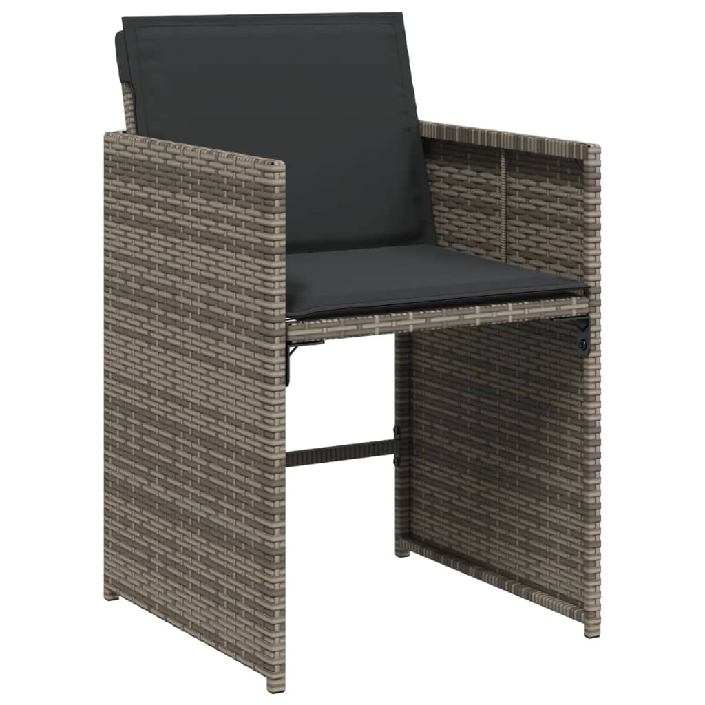 Set Da Pranzo Da Giardino 17pz Con Cuscini Grigio In Polyrattan - Image 3