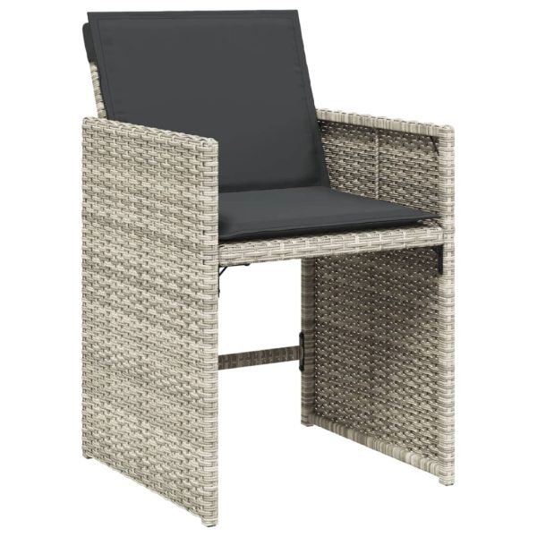 Set Pranzo Da Giardino 9pz Con Cuscini Grigio Chiaro Polyrattan - Image 3