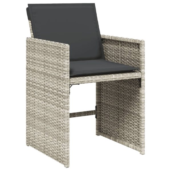 Set Pranzo Giardino 11pz Con Cuscini Grigio Chiaro Polyrattan - Image 3