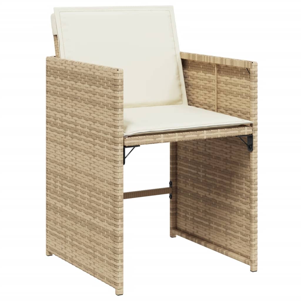Set Da Pranzo Da Giardino 13 Pz Con Cuscini Beige In Polyrattan - Image 3