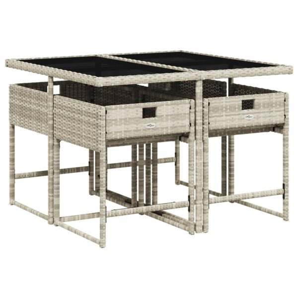 Set Pranzo Da Giardino 5pz Con Cuscini Grigio Chiaro Polyrattan - Image 3