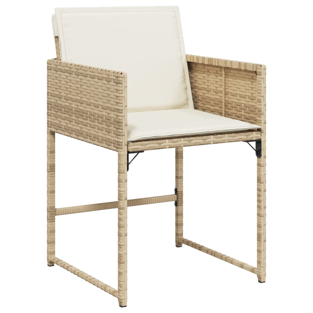 Set Da Pranzo Da Giardino 7 Pz Con Cuscini Beige In Polyrattan - Image 5