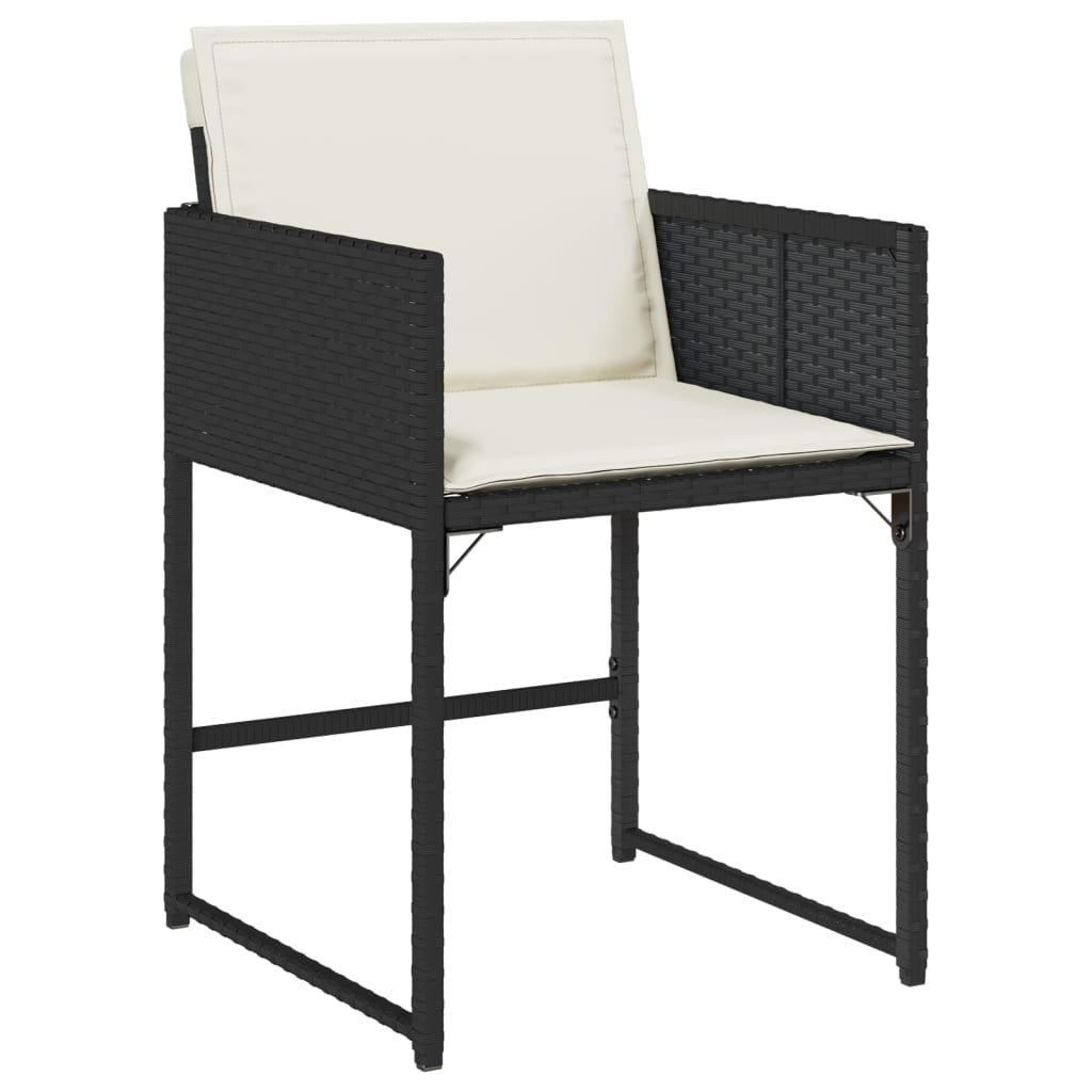 Set Da Pranzo Da Giardino 9 Pz Con Cuscini Nero In Polyrattan - Image 4