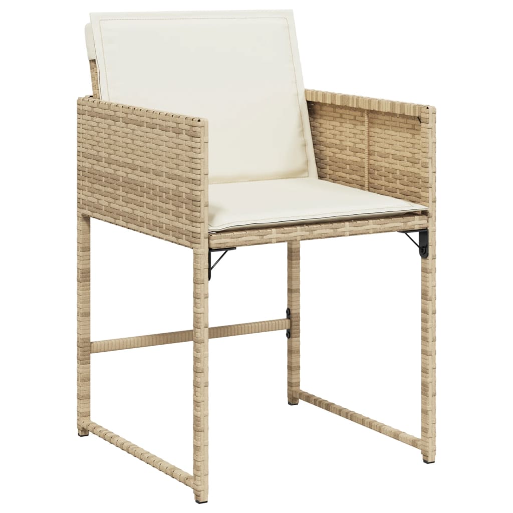 Set Da Pranzo Da Giardino 11 Pz Con Cuscini Beige In Polyrattan - Image 3