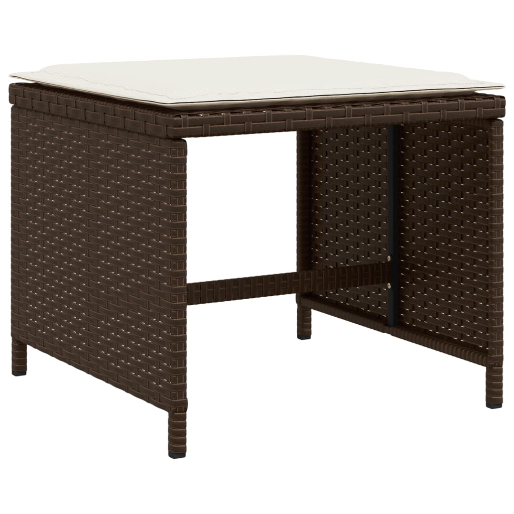 Set Da Pranzo Da Giardino 9pz Con Cuscini Marrone In Polyrattan - Image 6