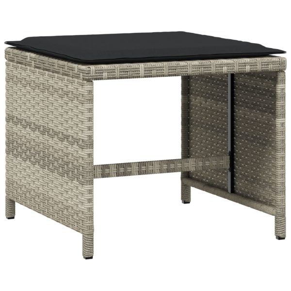 Set Pranzo Da Giardino 9pz Con Cuscini Grigio Chiaro Polyrattan - Image 6