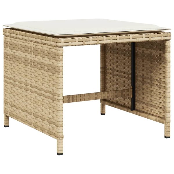 Set Da Pranzo Da Giardino 9 Pz Con Cuscini Beige In Polyrattan - Image 4
