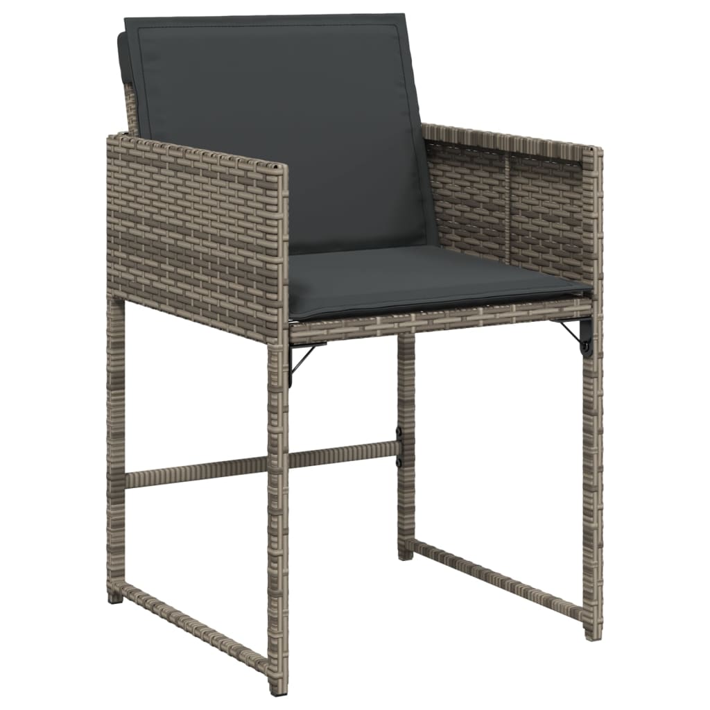Set Da Pranzo Da Giardino 11pz Con Cuscini In Polyrattan Grigio - Image 6