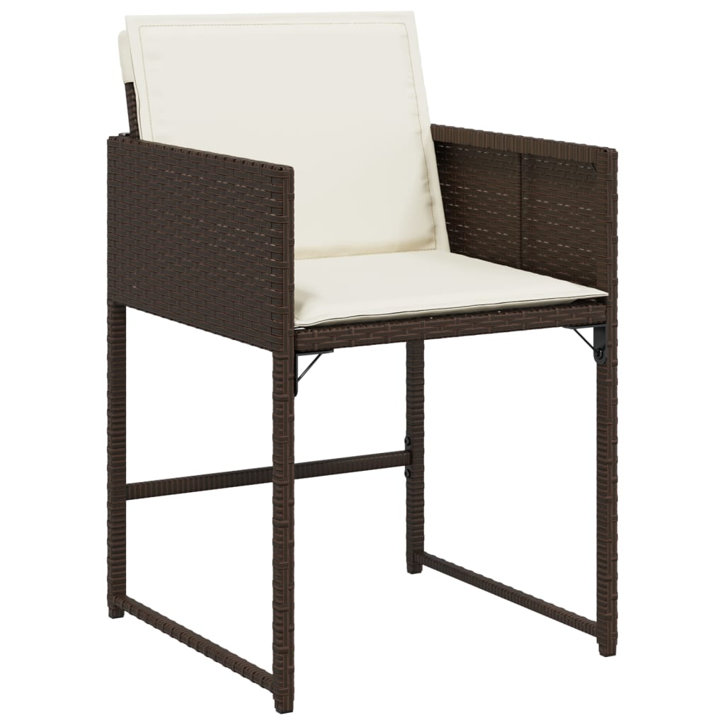 Set Da Pranzo Da Giardino 11 Pz Con Cuscini Polyrattan Marrone - Image 4
